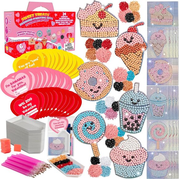 Set of 24 Valentines Cards for Kids Classroom - Valentine's Day Sweet Treats Dia - Picture 9 of 9